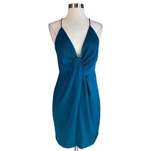 Aidan Mattox Backless Sleeveless Mini Sheath Cocktail Party Dress Size 6 Blue